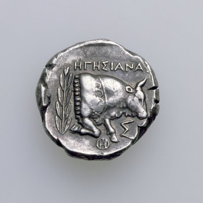 Tetradrachm of Samos, Ionia, depicting a bull, c.390 BC (reverse) by Greek School