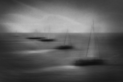 Blurred Sailboats At Sea by Greetje van Son