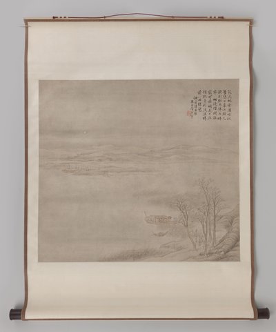 Moonlit River Landscape with Figures by Guan Xining