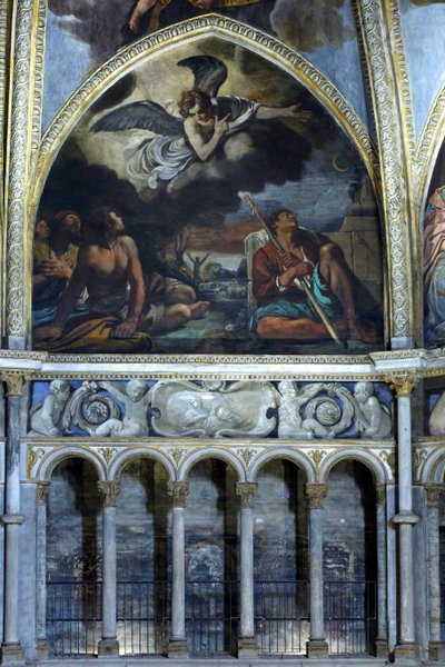 Fresco depicting the annunciation to the shepherds by Guercino (1591-1666)