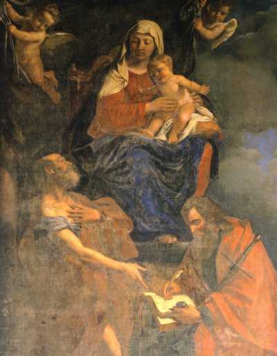 Madonna and Child with Saints Peter and Paul, detail by Guercino