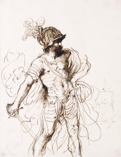 Mars, his Sword Drawn, turned to the Right by Guercino