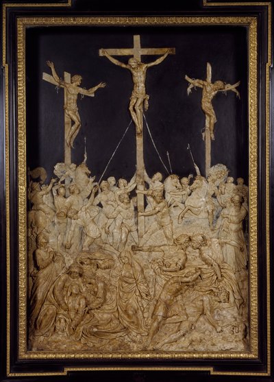 Crucifixion, attributed to Guglielmo della Porta, wax relief, Italy by Guglielmo della Porta