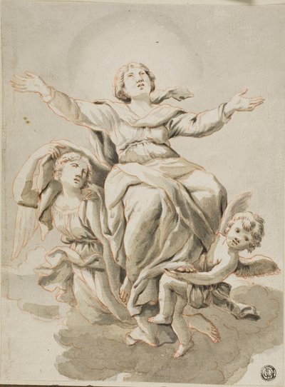 Assumption (recto) Portrait Heads, Various Sketches (verso) by Guido Canlassi