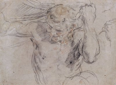A Satyr Lifting Drapery, and a Subsidiary Study of his Left Hand by Guido Reni