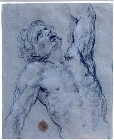 Half-figure of Naked Man, Flips Back, Pretending to Suffer by Guido Reni