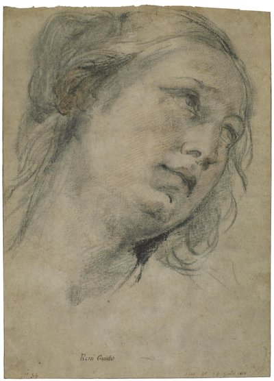 The Head of a Young Woman Looking Upward by Guido Reni