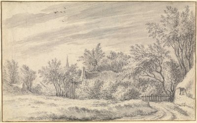 Village Path with Church Spire in the Distance by Guillam Dubois