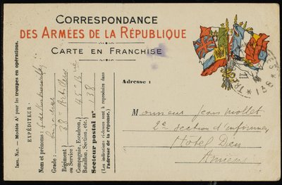 Postcard to Jean Mollet by Guillaume Apollinaire
