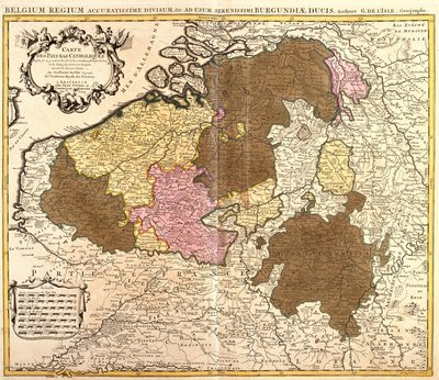 Map of Catholic Netherlands (Belgium and Luxembourg) by Guillaume Delisle