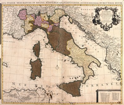 Map of Italy, with Corsica, Sardinia and Sicily by Guillaume Delisle