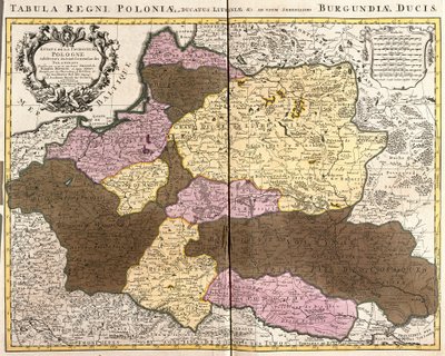 Map of the Kingdom of Poland with the Duke of Lithuania (etching) by Guillaume Delisle