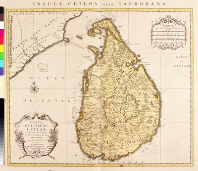Map of the island of Ceylon (Sri Lanka) (etching) by Guillaume Delisle