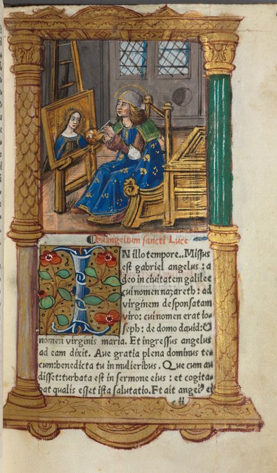 Printed Book of Hours (Use of Rome): fol.18r, St. Luke by Guillaume Le Rouge