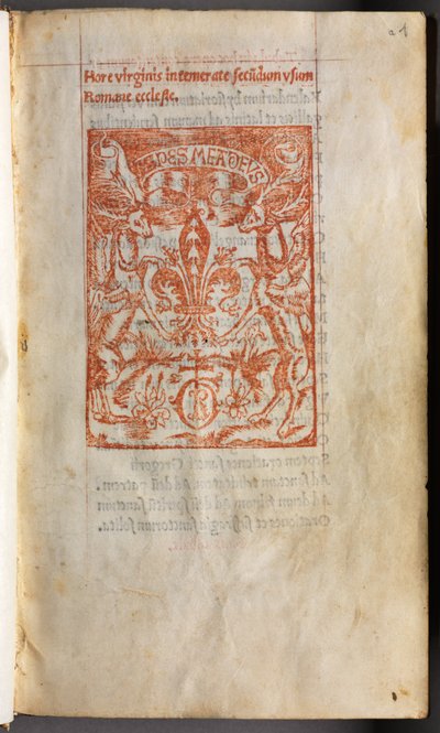 Printed Book of Hours (Use of Rome): fol. 1r, Printers Mark by Guillaume Le Rouge