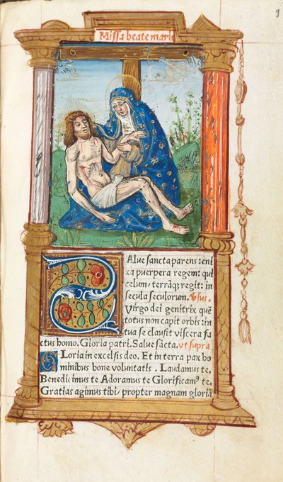 Printed Book of Hours (Use of Rome): fol. 53r, Pieta by Guillaume Le Rouge
