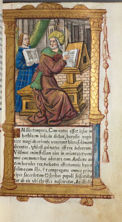 Printed Book of Hours Use of Rome: fol. 19r, St. Matthew, 1510 by Guillaume Le Rouge
