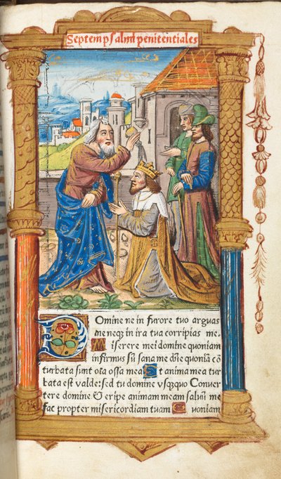 Printed Book of Hours Use of Rome: fol. 65r, David and Samuel by Guillaume Le Rouge