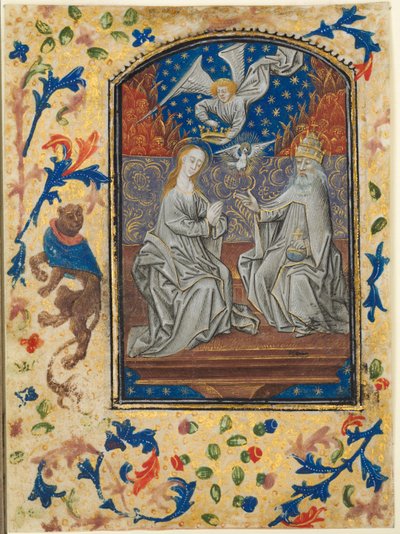 Leaf from a Book of Hours: Virgin and Child Enthroned by Guillaume Vrelant
