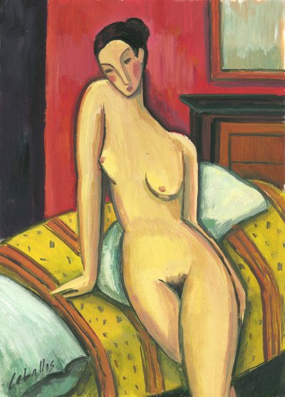 Nude Leaning on the Bed by Guillermo Martí Ceballos