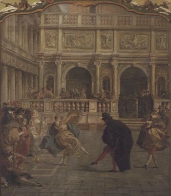 Masked Figures Dancing in front of the Loggetta by Guiseppe Ponga