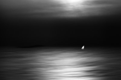 Moonlit Ocean Sailboat by Gustav Davidsson
