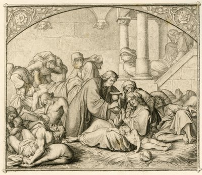 Luther with pest sick persons in Wittenberg by Gustav Ferdinand Leopold Konig