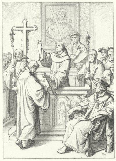 Martin Luther Being Awarded His Doctorate by Andreas Karlstadt at the University of Wittenberg, 1512 by Gustav Ferdinand Leopold Konig