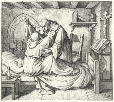 Martin Luther is consoled by a fellow monk during his spiritual torment at the monastery by Gustav Ferdinand Leopold Konig