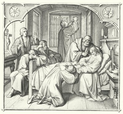 Martin Luther prays at the deathbed of Philip Melanchthon by Gustav Ferdinand Leopold Konig