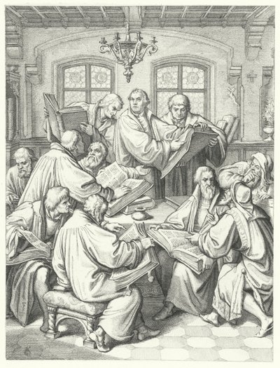 Martin Luther translating the bible into German by Gustav Ferdinand Leopold Konig
