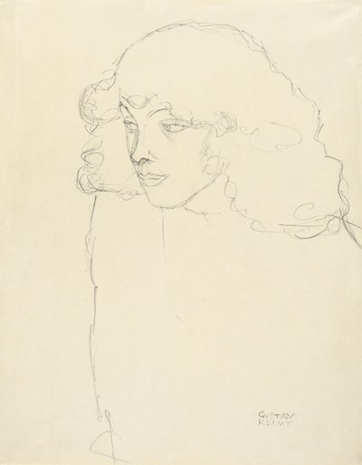 Half-length Portrait of a Girl in Three-quarter Profile from the Left by Gustav Klimt