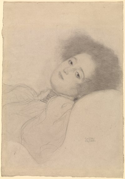 Portrait of a Young Woman Reclining by Gustav Klimt