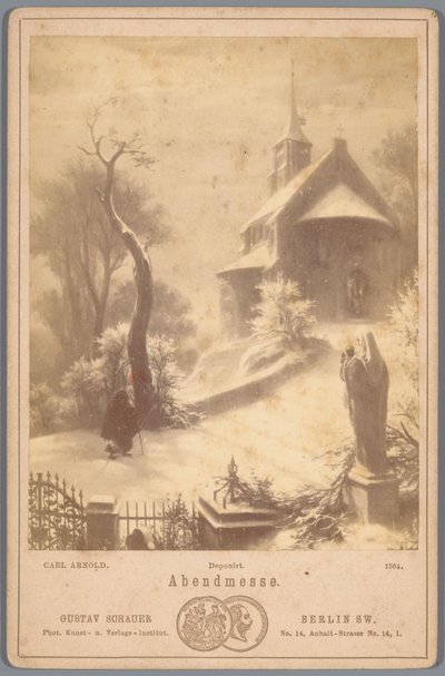 Photo Reproduction of the Painting Evening Mass by Carl Arnold by Gustav Schauer