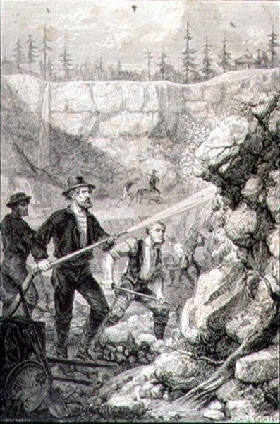 Gold Prospecting in California in the 1860s, Engraved by Felix Jean Gauchard by Gustave Adolphe (after) Chassevent Bacques