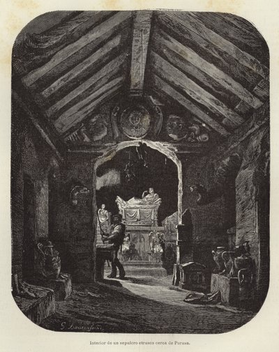Interior of an Etruscan Tomb Near Perugia by Gustave Bauernfeind