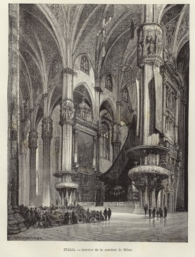 Interior of the Cathedral of Milan by Gustave Bauernfeind