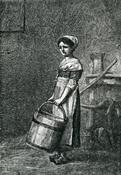 Cosette Carrying a Bucket, illustration from 