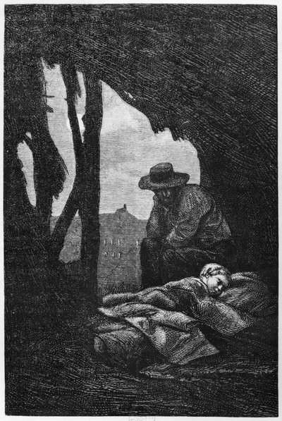 Jean Valjean Watching Over Cosette Asleep, illustration from 