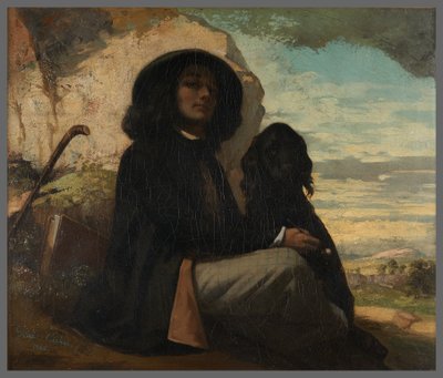 Self-Portrait Known as Courbet with Black Dog by Gustave Courbet