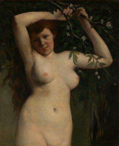 Nude with Flowering Branch by Gustave Courbet