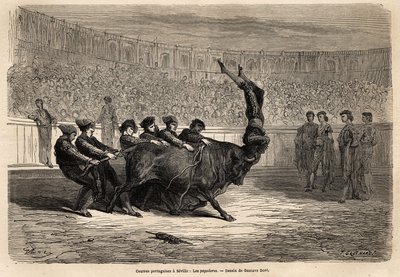 A Bullfighting Scene, the Pegatores in Seville by Gustave Dore