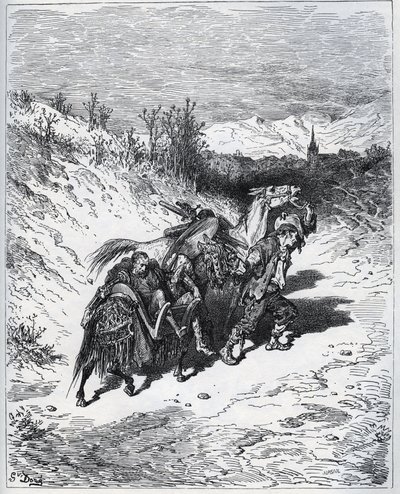 A Plower Brings Don Quixote and Rossinante Back to the Village - from "Don Quixote de la Mancha" by Miguel Cervantes by Gustave Dore