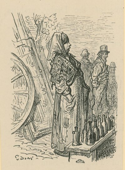 A Woman Selling Glass Bottles by Gustave Dore