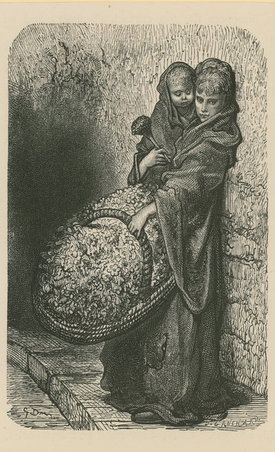 A Woman Selling Flowers by Gustave Dore