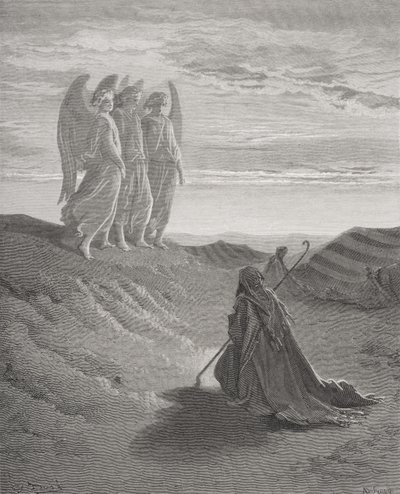 Abraham and the Three Angels, illustration from Dore