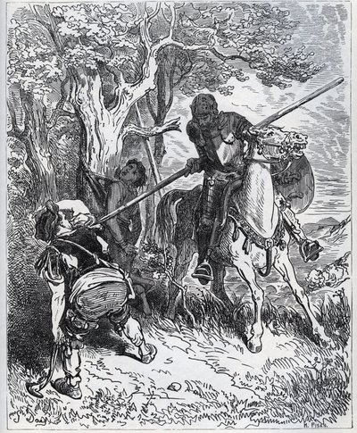 Don Quixote Takes Sides for the Young Valet by Gustave Dore