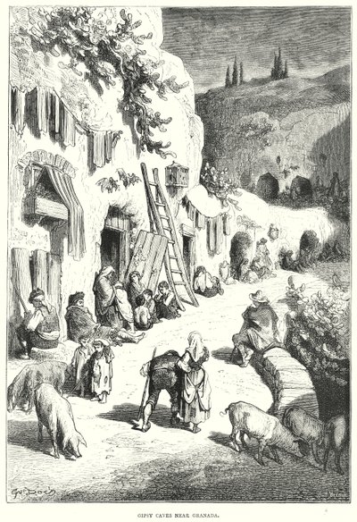 Gypsy Caves near Granada by Gustave Dore