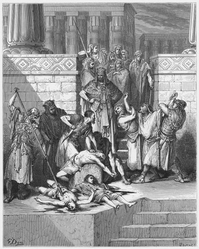 Gustave Dore Bible: Slaughter of the sons of Zedekiah before their father by Gustave Dore