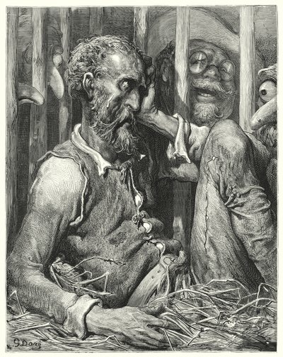 Don Quixote was not so much amazed at his enchantment as at the manner of it by Gustave Dore